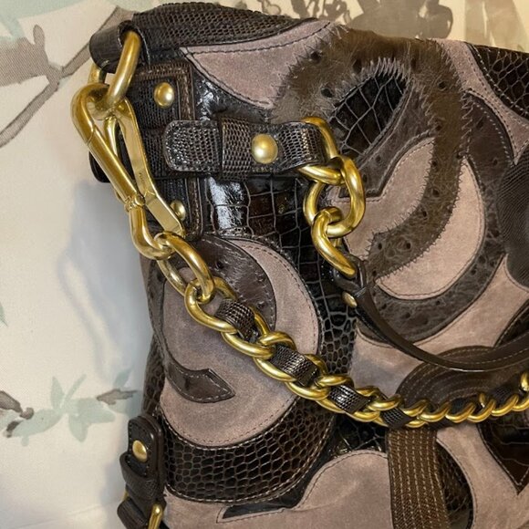 Coach 14339 Brown Suede Leather C Inlay Purse - Picture 5 of 16